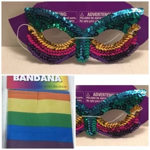 Rainbow Sequin Mask Bandana LGBTQ Pride Mardi Gras